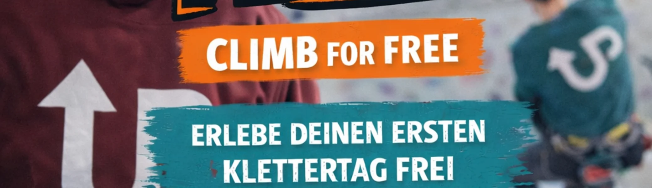 Zwei Kletterer auf Bild mit Aufschrift Hook your friend | © Kletterzentrum