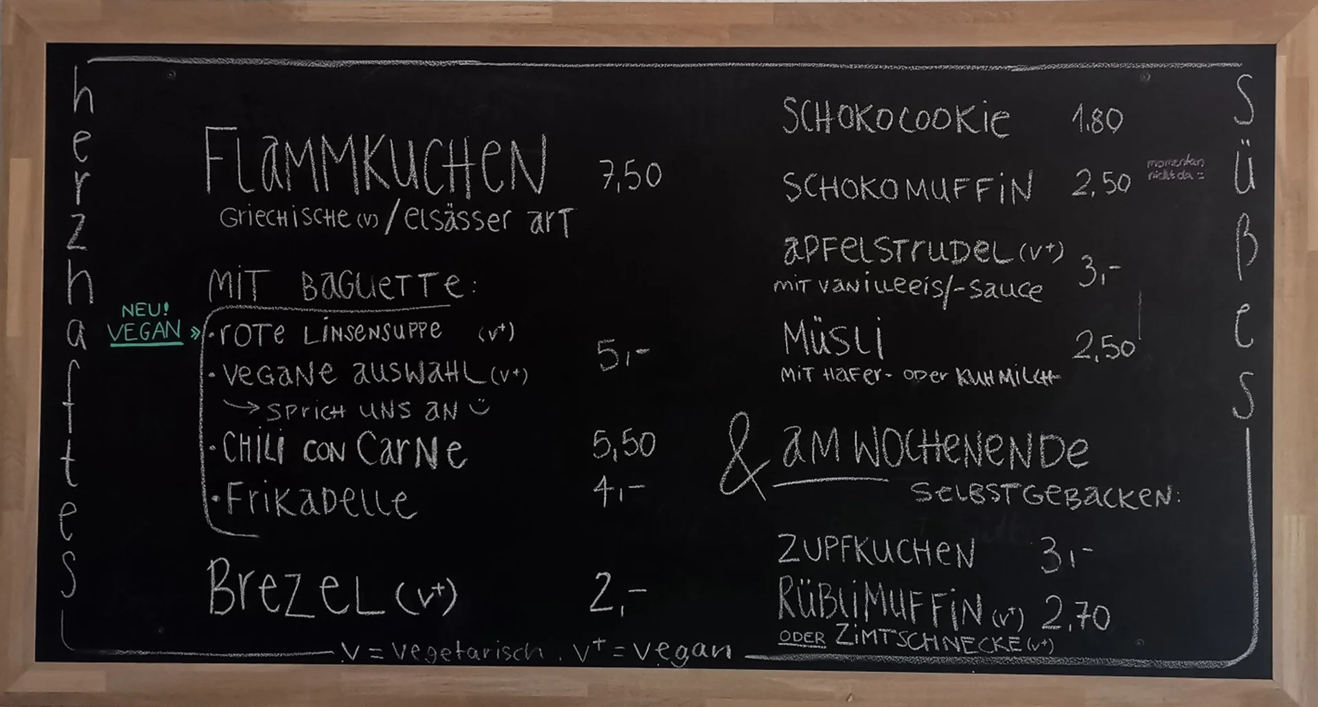 Bistro-Speisekarte-Wandtafel | © Kletterzentrum