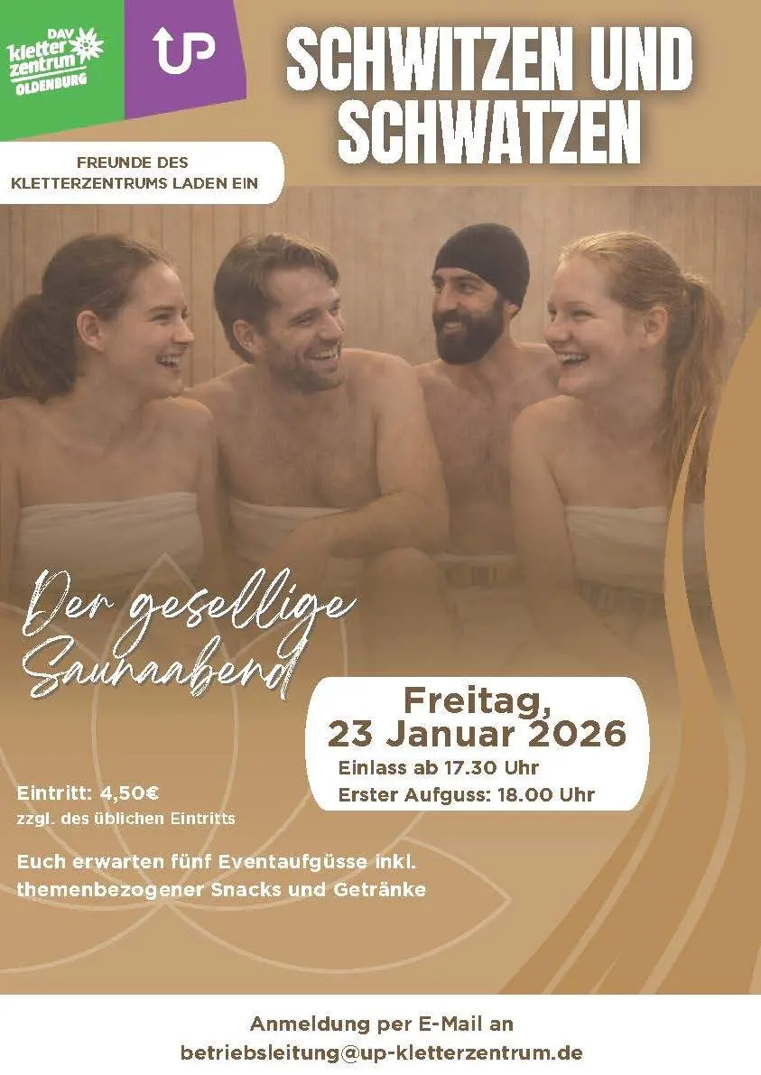 vier Menschen sitzen in einer Sauna | © Kletterzentrum